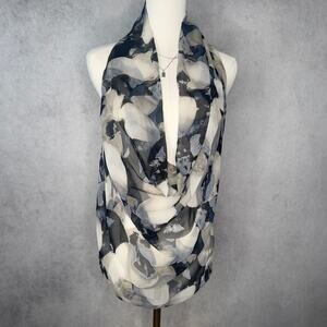 Maggie Ward Silk Floral Drape Blouse Sleeveless Semi Sheer Top Small
